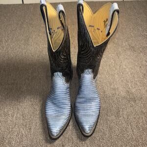 Vintage Rodeo Drive Women’s 7.5M Blue Western Cowboy Boots Made USA Leather